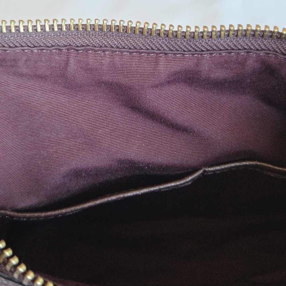Coach Dark Purple Leather Hobo With Pink Piping & Snakeskin Look Is A Head Turer - Picture 8 of 10